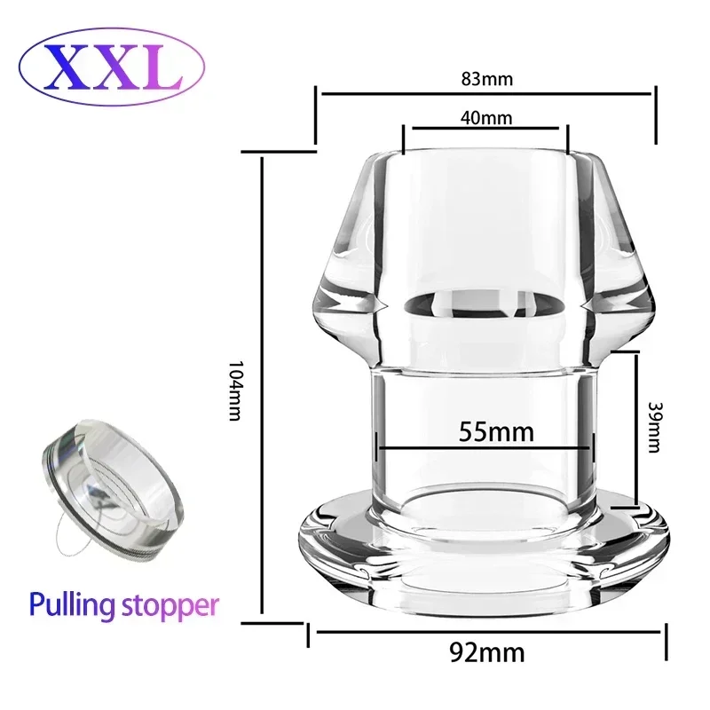 Hollow Anal Plug with Matched Stopper Enema Anal Expander Butt Plug Peep Vagina and Anus Dilation SM Sex Toys