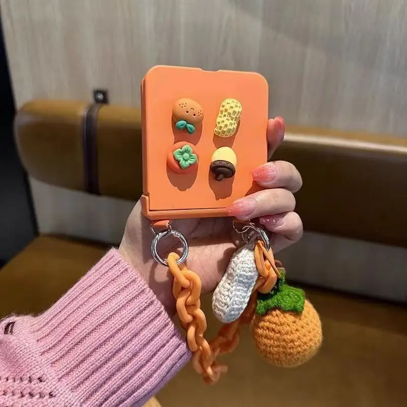 Charming Persimmon Pendant Bracelet Phone Case with Hinge Cover