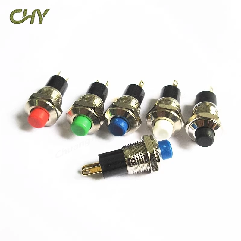 10MM Micro Switch with Fixation Latching Self-locked Mini Push Button Switches 2 pins 1NO Normally Open Contact 3A/125V 1A/250V