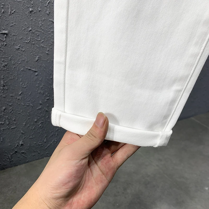 2025 Autumn New Men's 98% Cotton White Jeans Classic Style Harem Pants Brand Men's Stretch Comfort Pants Men Luxury Jeans 5