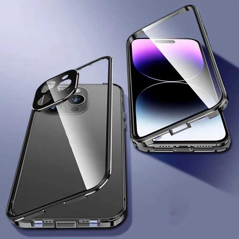 thumbnail image 1 of NEW 360° Protection revent the peep For iPhone 15 Pro max phone Case. Magnetic Adsorption Glass iPhon 12 11 13 Mini cover bag, 1 of 5
