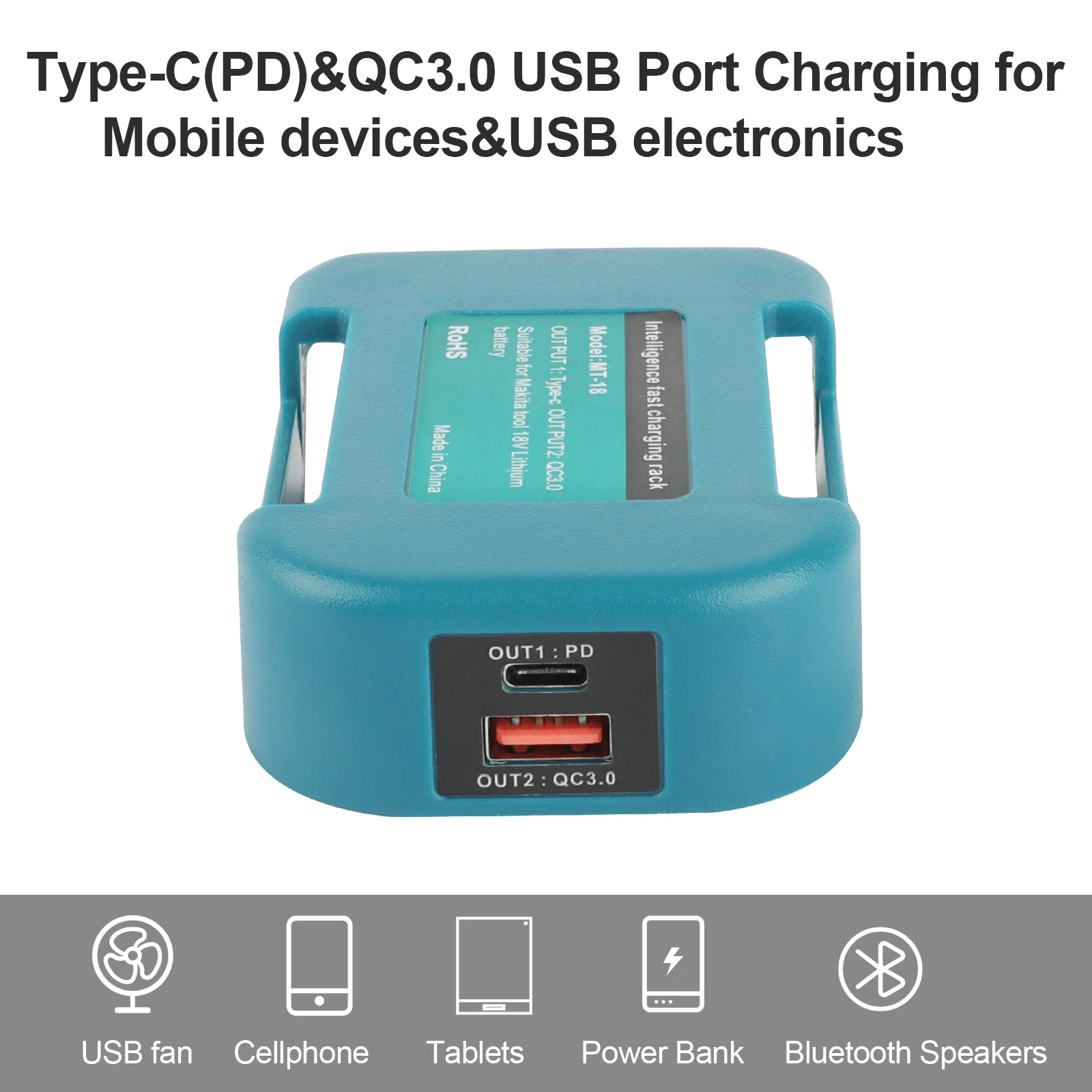Makita 18V  USB  Type-C ͸ Ȧ  Makita 18V ͸ BL1840 BL1850 BL1860    