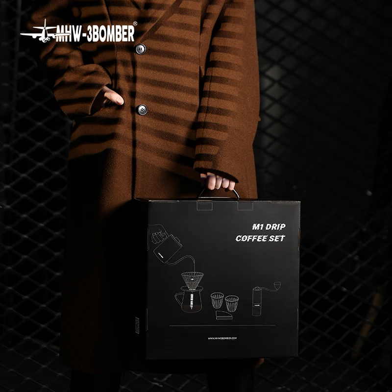 Coffee Set MHW-3BOMBER Deluxe Hand Brewed Coffee Set of 1 Pieces Kitchen Espresso Scale Coffee Grinder and Filter Cups Pour Over Kettle