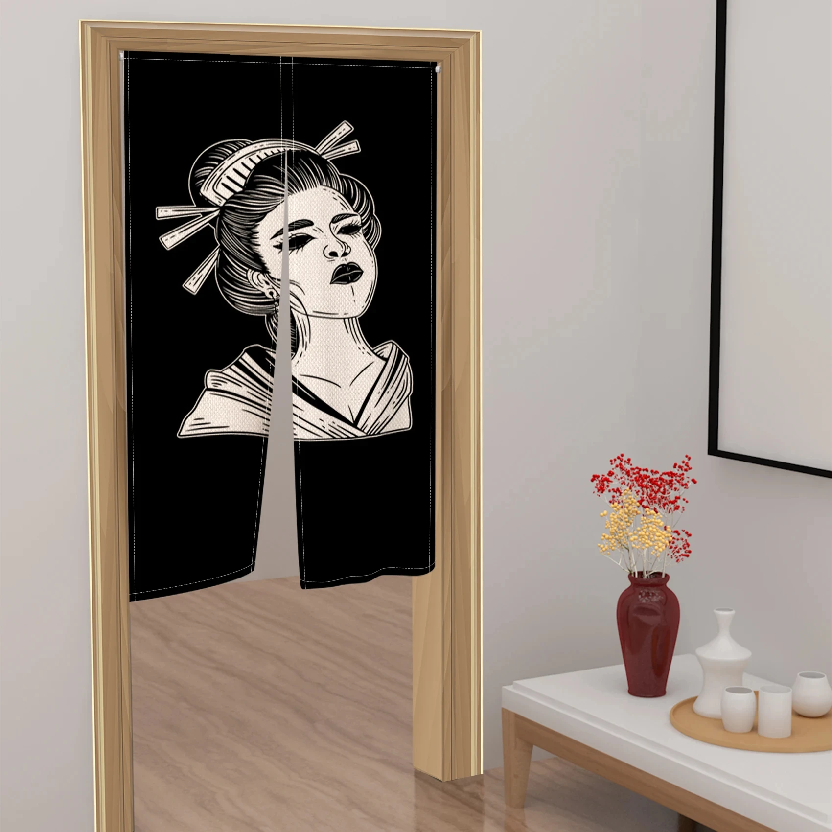 Women Kimono Patterns Japanese Style Door Curtains Toilet Partition Kitchen Bedroom Izakaya Noren Hanging Half-Curtain Decor 4