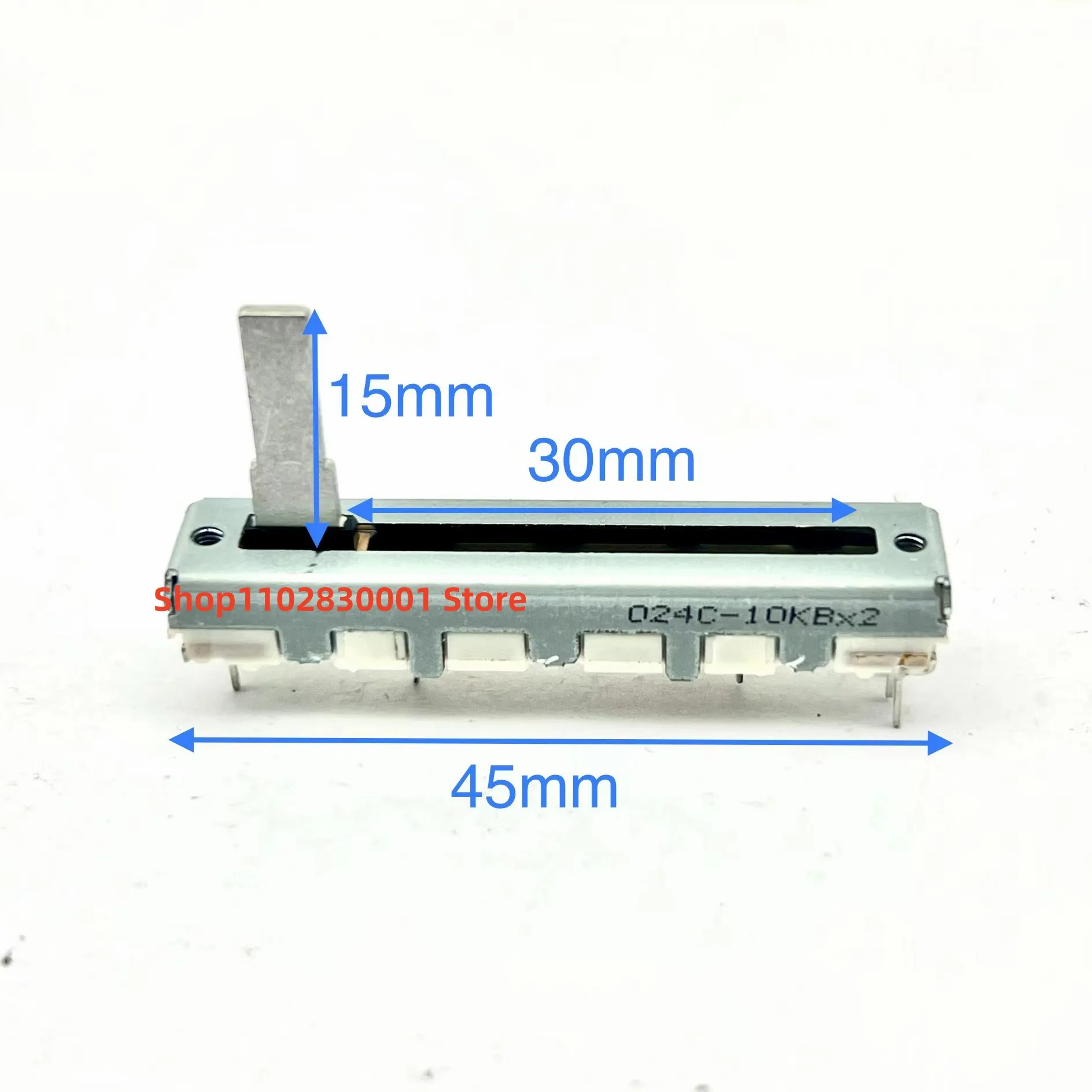 

2PCS ALPS 45MM Sliding Potentiometer 10KBx2 Adjuster Shaft Length 15MM 6 PIN