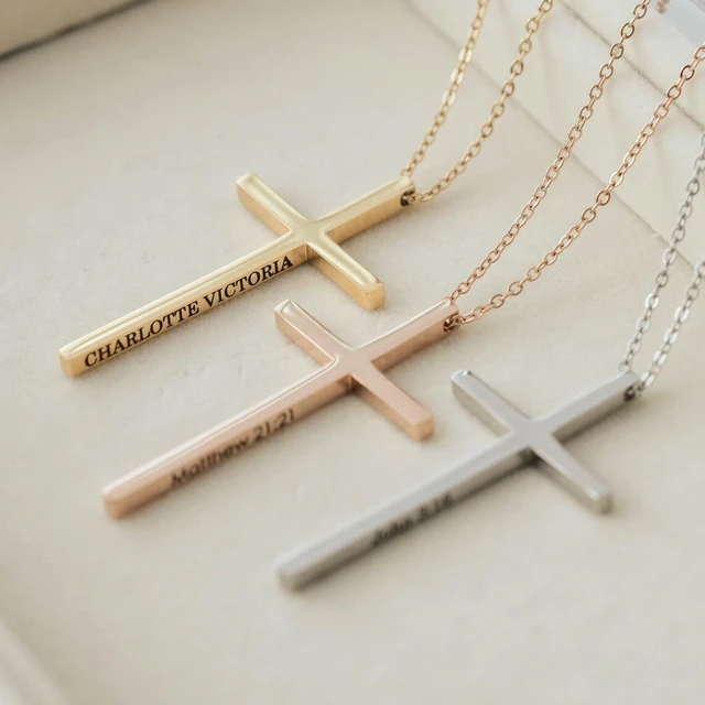 custom cross necklace with name | Engraved cross necklace, Personalized  cross necklace, Cross jewelry