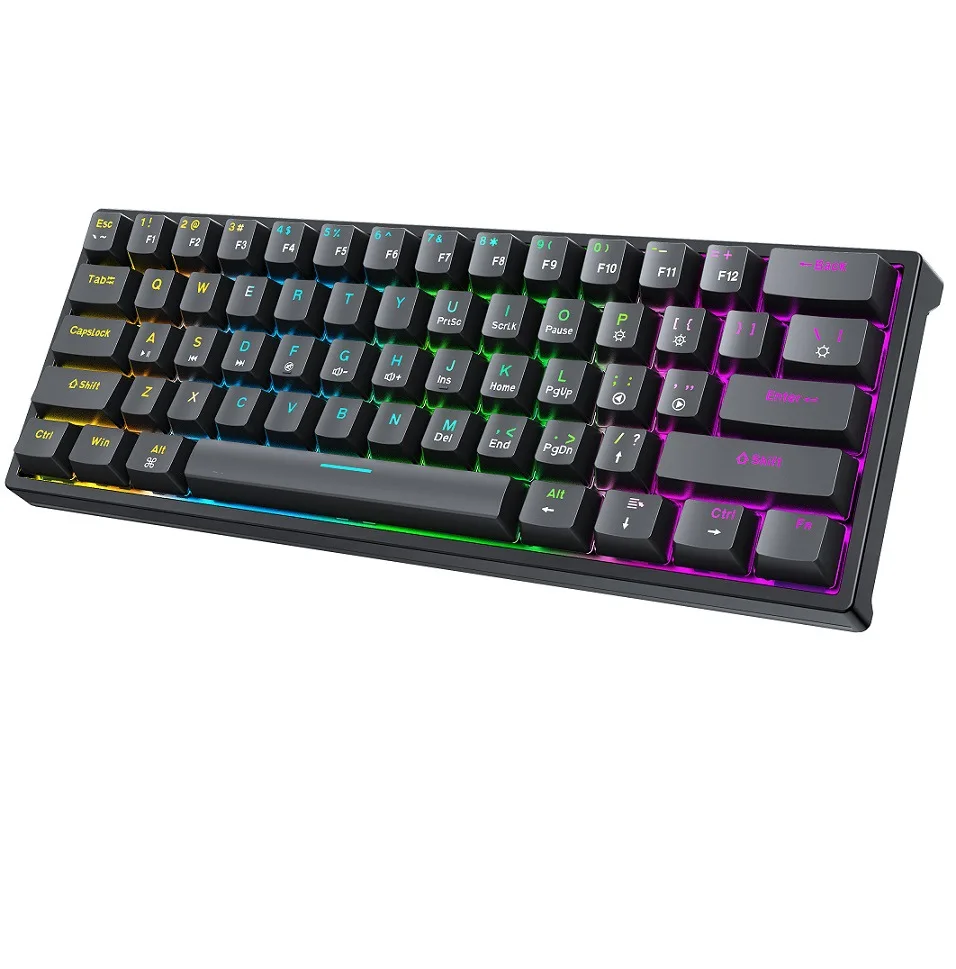 

60% Gaming Wired Keyboards, 61 Keys Wired Ultra-Compact Mechanical Keyboard 9 RGB Backlight Mini Keyboards for Windows Mac Linux