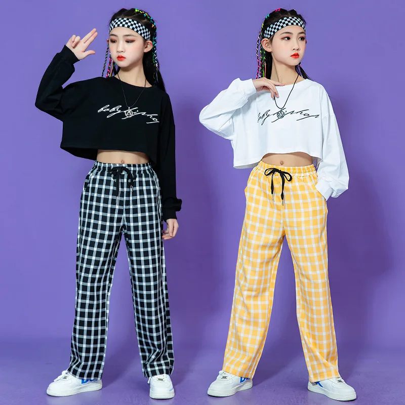 

New Kids Sport Clothes Streetwear Young Children Costume Casual Crop Tops + Plaid Pants Suit Teenager Girl Tracksuit 6 8 10 12 Y