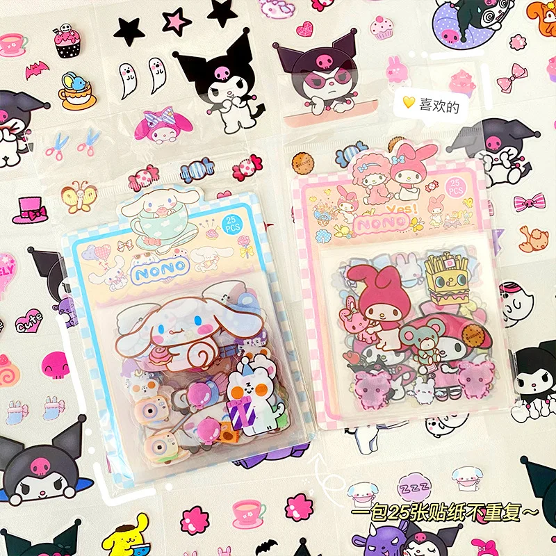 

25 шт. Sanrio Cinnamoroll My Melody креативная неповторяющаяся Милая декоративная самоклеящаяся водостойкая наклейка с мультяшным рисунком «сделай сам»