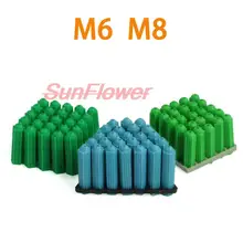 

100Pcs Plastic Expansion Pipe M6 M8 Green Blue Hardened Masonry Screw Fixing Wall Anchor Plugs Self Tapping Screw Expansion Tube