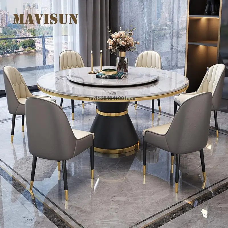 

Rock Dinner Table Round Table Modern Light Luxury Dining Room Furniture Set Home Furniture Kitchen Table