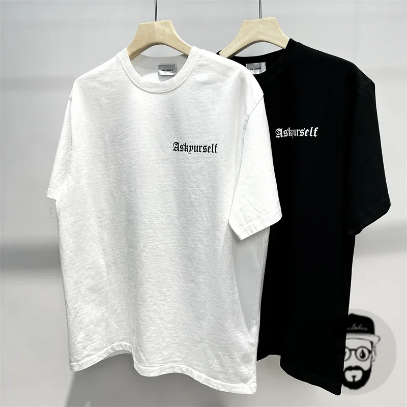 

Free shipping ASKYURSELF group party inkjet T-shirt for couples trendy brand washed vintage loose cotton short sleeves