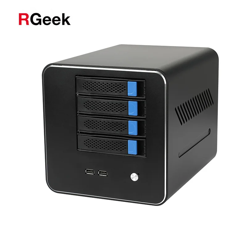 Универсальный алюминиевый корпус RGeek с логотипом на заказ, 4 отсека, 3,5 дюйма, HDD Mini, ITX, ПК, стандартный корпус IPFS