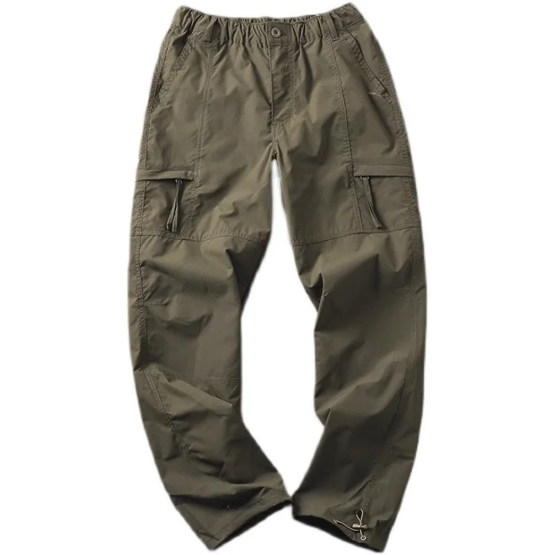 Men's Outdoor Waterproof Outdoor Casual Pants Thin Breathable Loose Straight Workwear Trousers Trendy Summer Lightweight