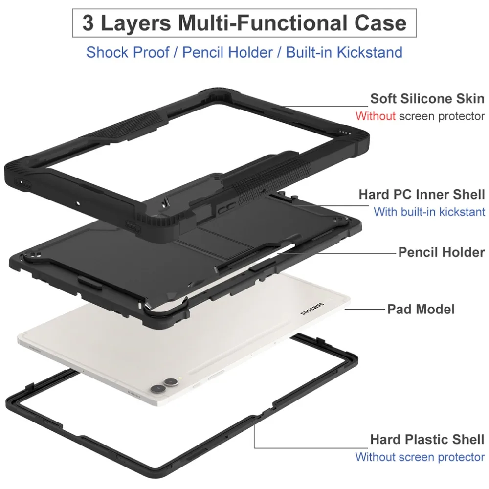 Universal Multifunctional Tablet Case, Anti-Slip & Dirt-Resistant with All-Round Protection