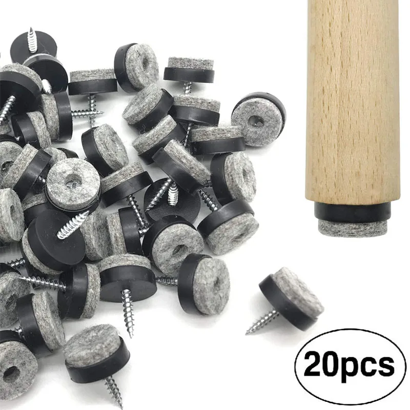 Chair Glide Pads 20Pcs Chair Glides Pad with Thick Felt Pads Furniture Glide Screw Round Screw-in Sliders Floor Protector for Wooden Legs Feets