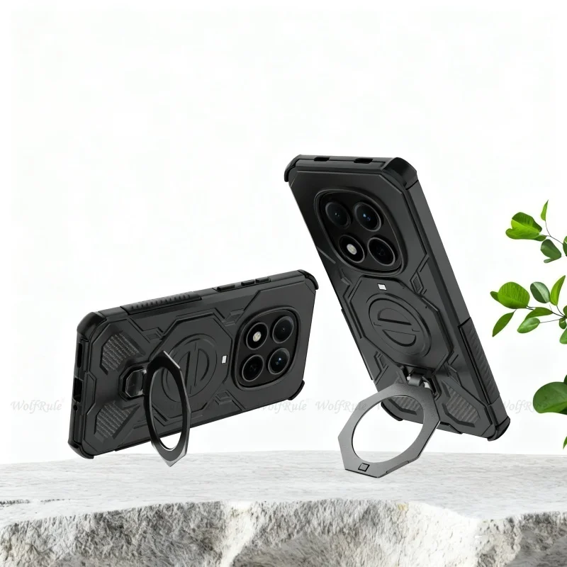 Shockproof Bumper Case with Ring Holder and Magnetic Adsorption Cover