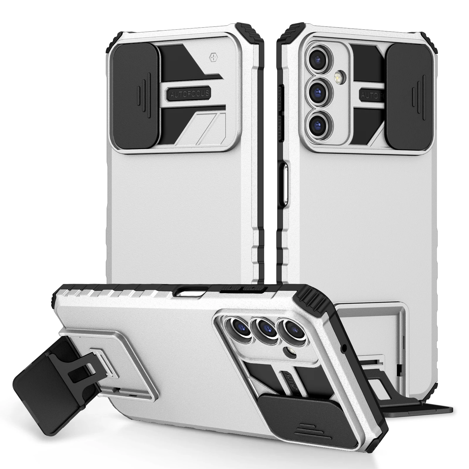Shockproof Slide Camera Lens Protection Stand Phone Case with Enhanced Durability