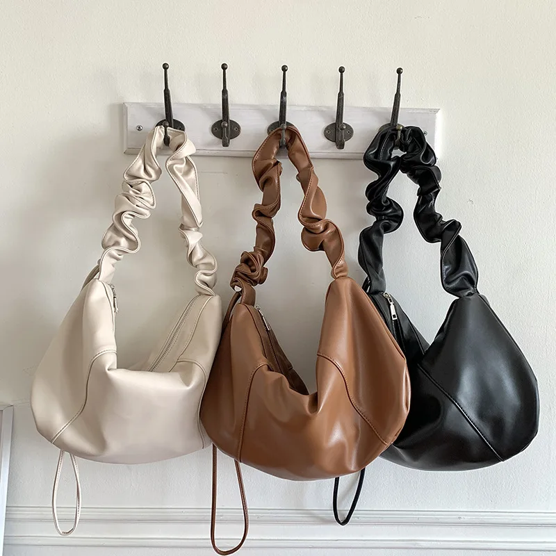 

Женская сумка через плечо в стиле ретро, осень 2024, новые плиссированные вместительные кошельки и сумки на плечо
