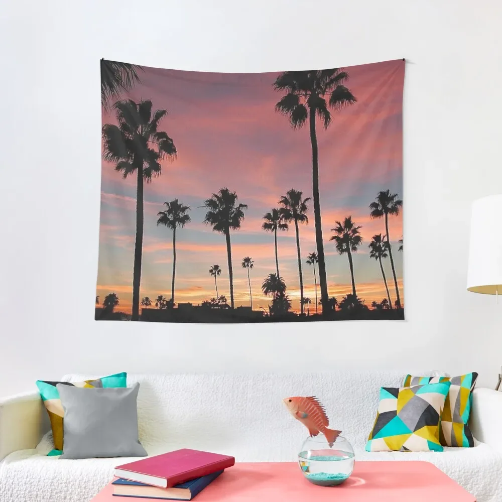 

Cool palm trees pink, blue and orange skies Tapestry Home Decor Aesthetic Mushroom Room Ornaments Tapestry