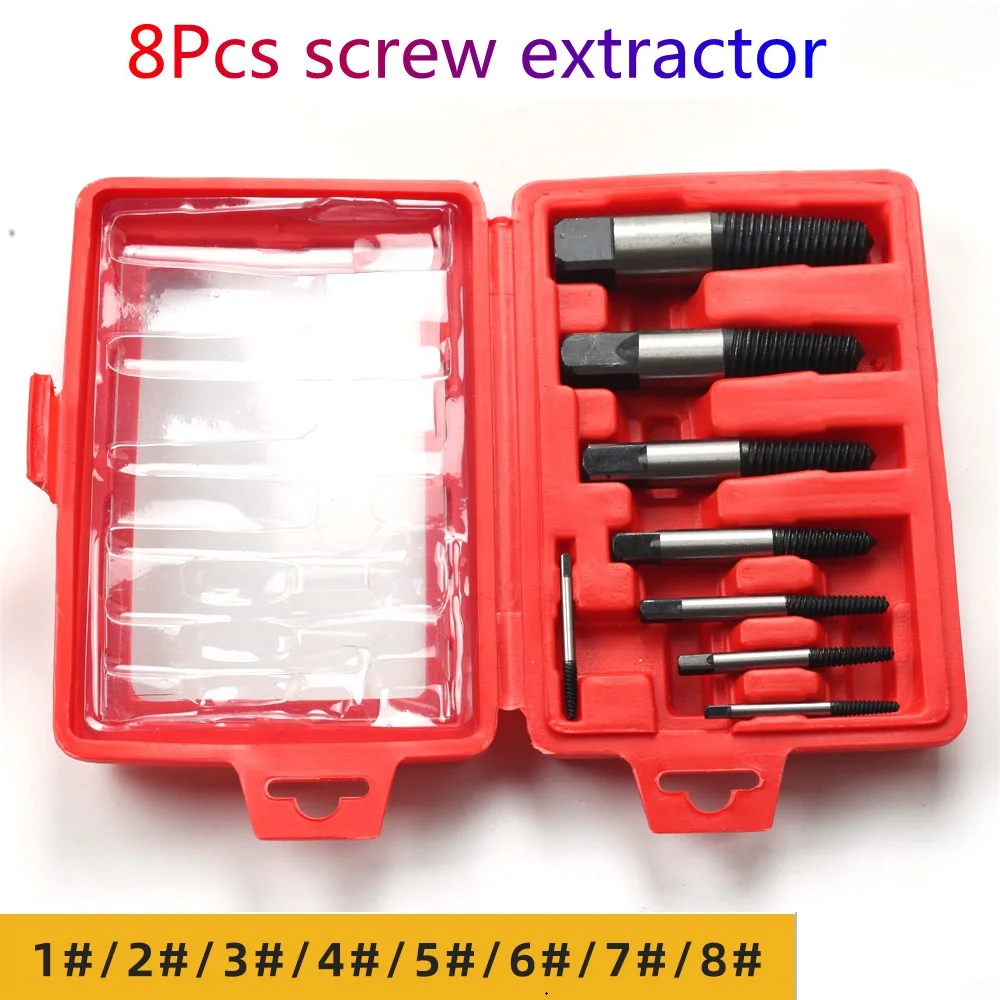 5/6/8PcsDamaged Broken Screw Remover Extractor Drill Bits Steel Durable Easy Out Remover Center Drill Damaged Bolts Remover Tool