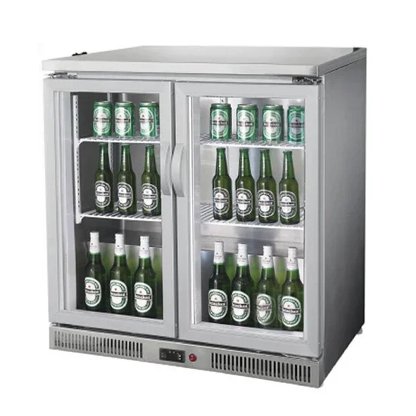 Commercial Mini Bar Glass Door Fridge Beverage Wine Cooler With Led Light