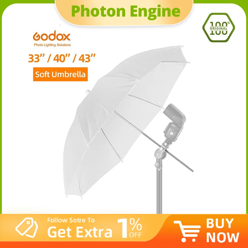 Godox 33" 84cm 40" 102cm 43" 108cm White Soft Diffuser Studio Photography Translucent Umbrella for Studio Flash Strobe Lighting