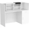 Modern Reception Desk Counter with Hutch, Adjustable Storage Cube, Lockable Drawer & 1 Door Cabinet, Office Wooden Computer Desk 6