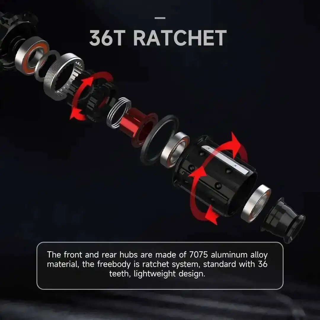 ELITEWHEELS FLOW RFC-PRO TT 3 Spoke Disc Brake Wheelset 700c Clincher & Tubeless Aero Carbon Rims Ratchet System Center Lock Hub