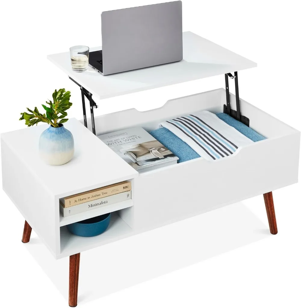 

Best Choice Products Wooden Lift Top Coffee Table, Mid-Century Modern Multifunctional Accent Table for Living Room w/Hidden