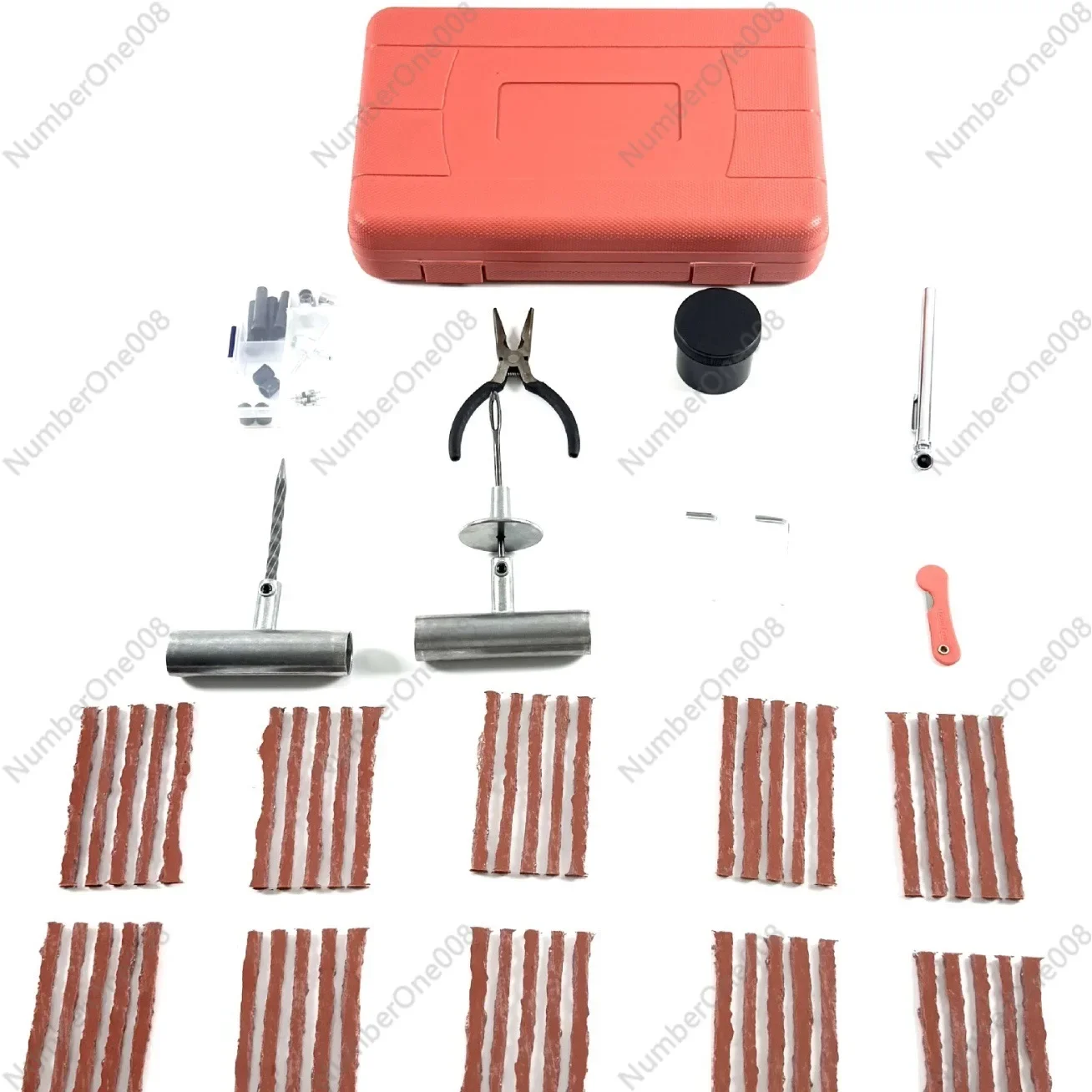 77개 타이어 수리 키트, 전문 펑크 진공 플러그 도구 세트, 자동차 오토바이 자전거 튜브리스 타이어용, 휴대용 케이스