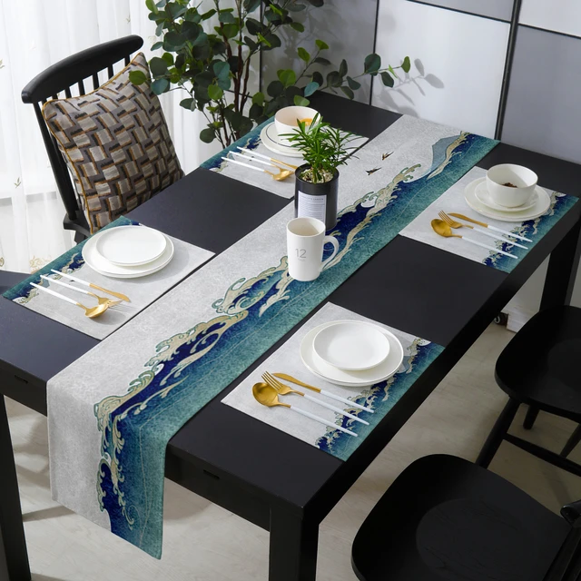 Japanese Style Sea Surf Cartoon Illustration Table Runner Set Dining Table  Decor Table Cover Wedding Table Decor Tablecloth - AliExpress