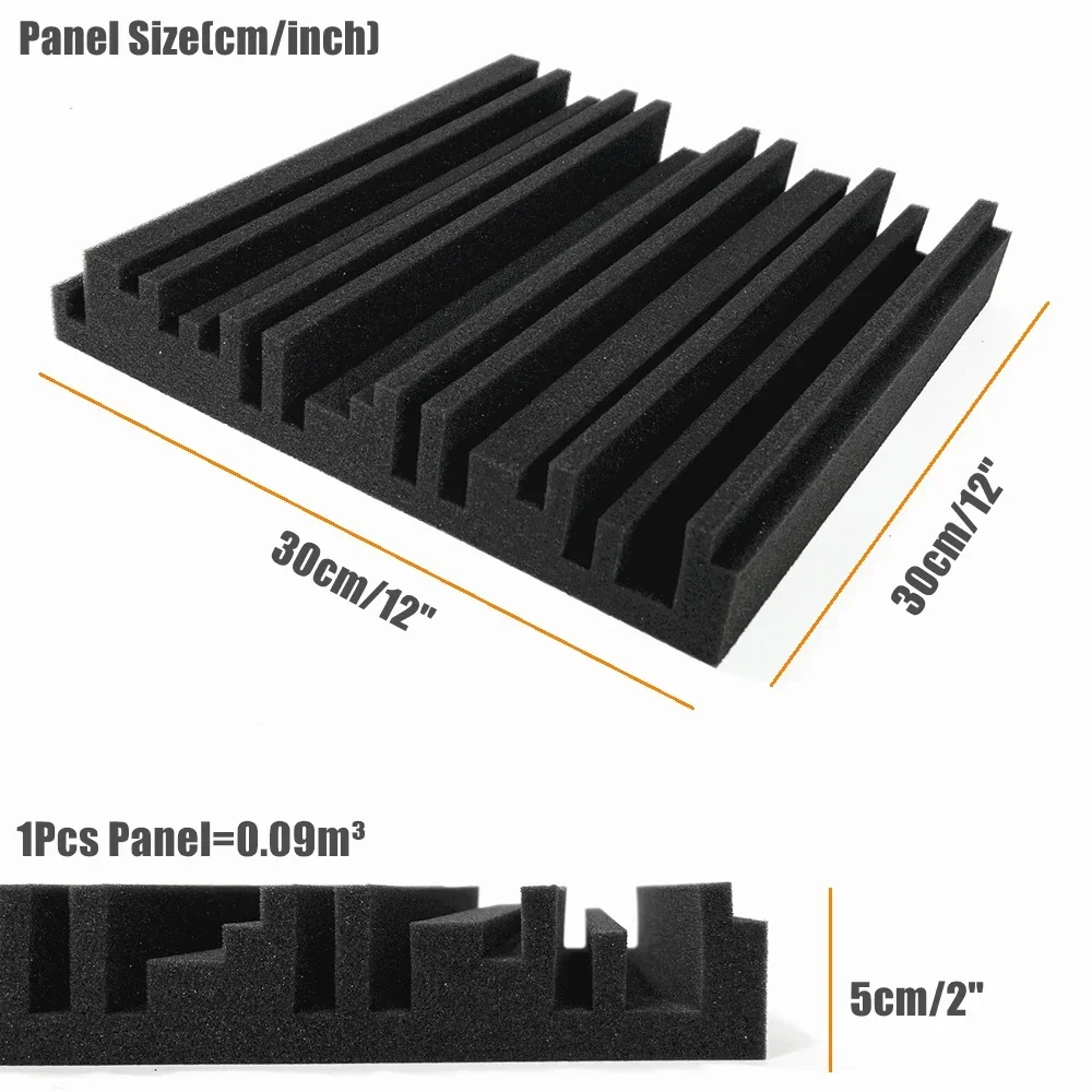 Studio Acoustic Foam Panels soundproof foam acoustic diffuser panels Soundproof Sponge Diffusers Drum Room Absorption Treatment Wall Sound Foam Pads with Tapes 12/24Pcs