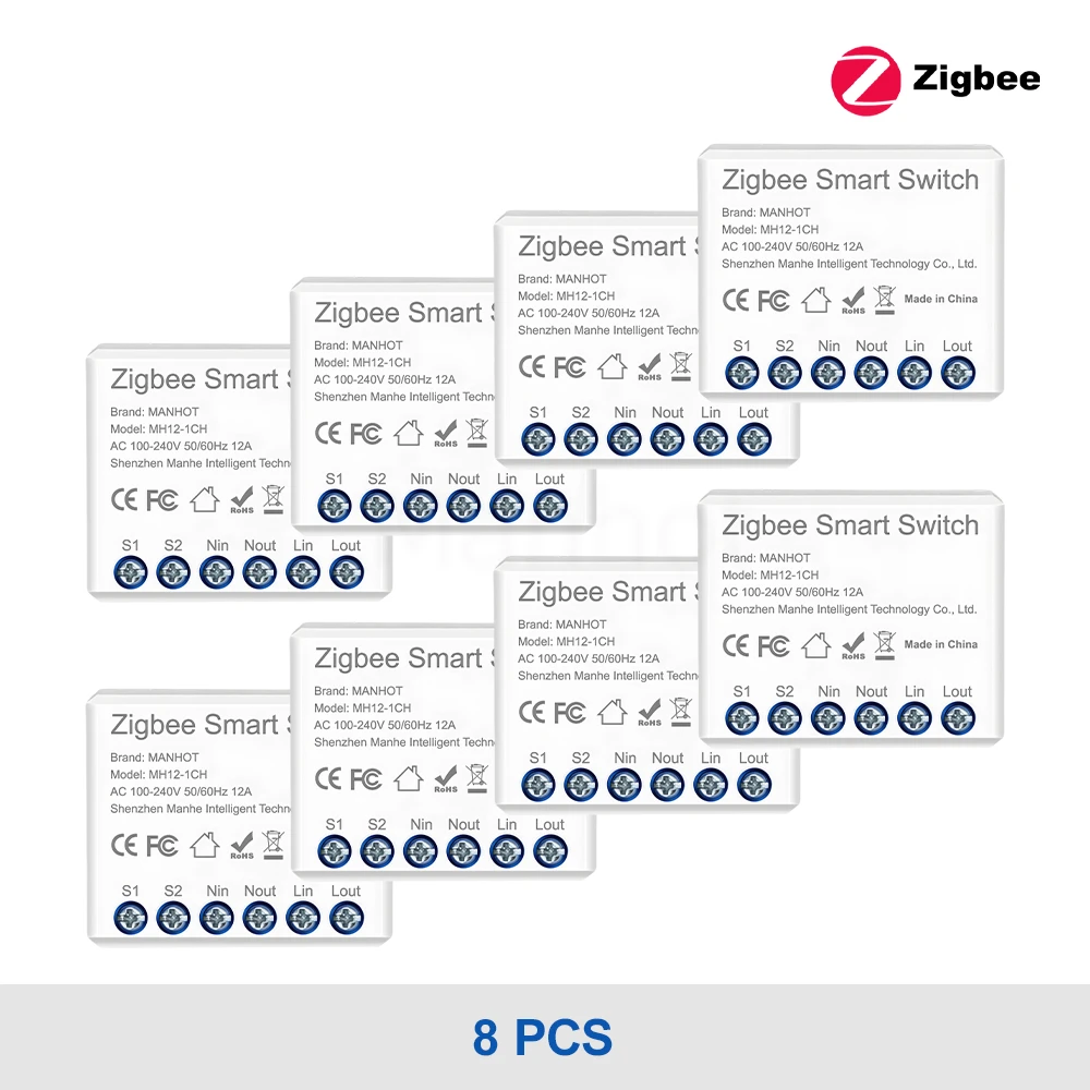 Smart Zigbee Mini Light Switch Module, 16A, with Voice Control Integration