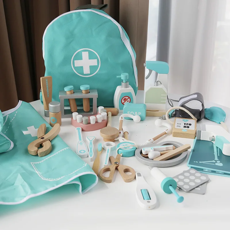 Wooden Pretend Play Toy For Children Games Simulation Girls Gift Educational Game Doctor Career Nursing Kids Toys Accessories