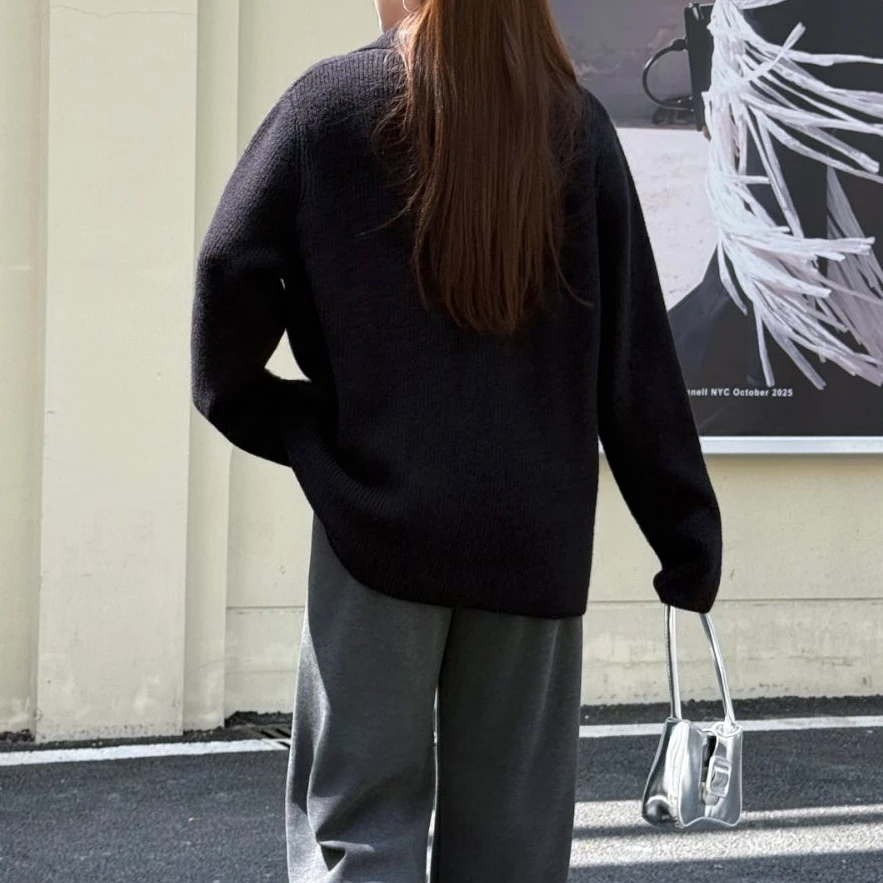 Fashion Plus Size Women's Sweaters Premium Minimalist V-Neck Loose Warm And Comfortable Long Sleeve Jumpers Autumn Winter 9332