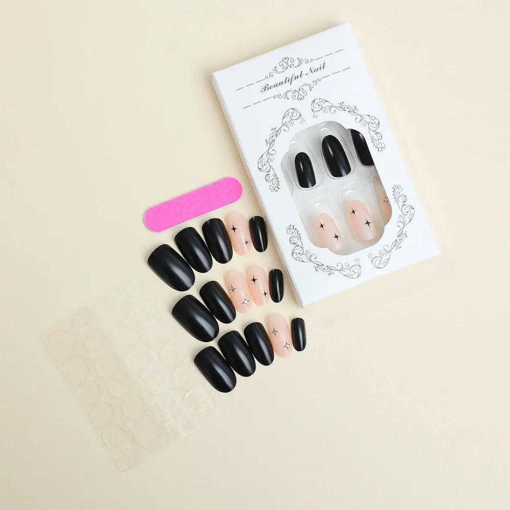 Fashion Wearable Manicure Almond Fake Nails Pointed Head Full Cover Press on Nails Nail Tips Girl