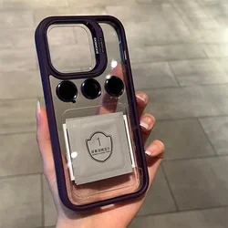 Lens Metal Ring Protector Stand Phone Case with Camera Glass Protection and Transparent Cover - iPhone 16 Pro Max (Dark Purple)