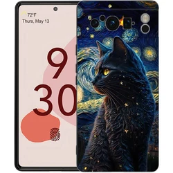 Black Cat Cartoon Cute Phone Case - Soft Silicone Shockproof Black Cover - Pixel 6A (A1)