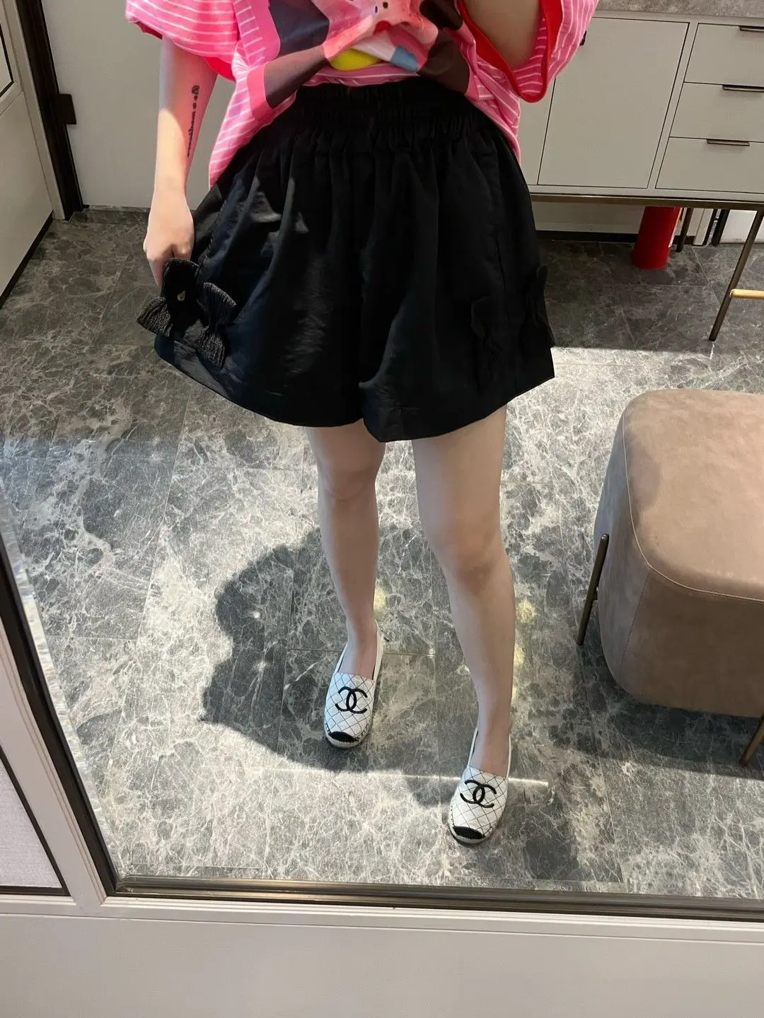 5XL Pink Bow Tie Shorts Summer Cute Print Women Shorts Clothing Solid Color All Match Cute Kawaii 2023 New