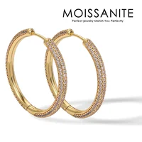 2pcs 30mm Moissanite Encrusted Gold Hoop Earrings - Luxurious and Timeless Elegance in 18K Gold Plated S925 Sterling Silver 1