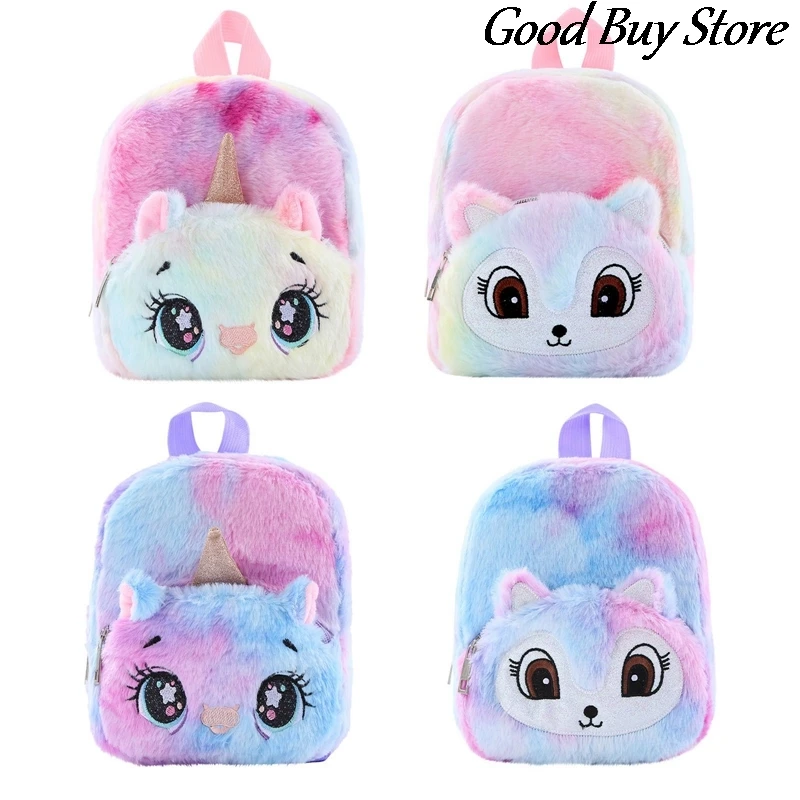 

Mini Animal Fox Book Bag Kids Cute Pink Satchel Children Colorful Plush Backpack Stuffed School Bags Fashion Soft Fur Backpacks