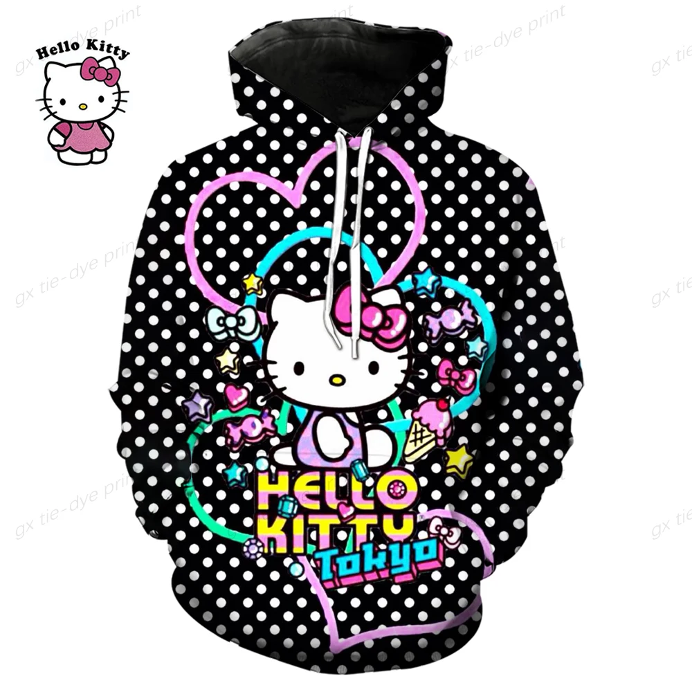

Женские толстовки в стиле Харадзюку С Капюшоном и принтом HELLO KITTY, Весенняя уличная одежда, зимняя одежда большого размера в стиле HELLO KITTY
