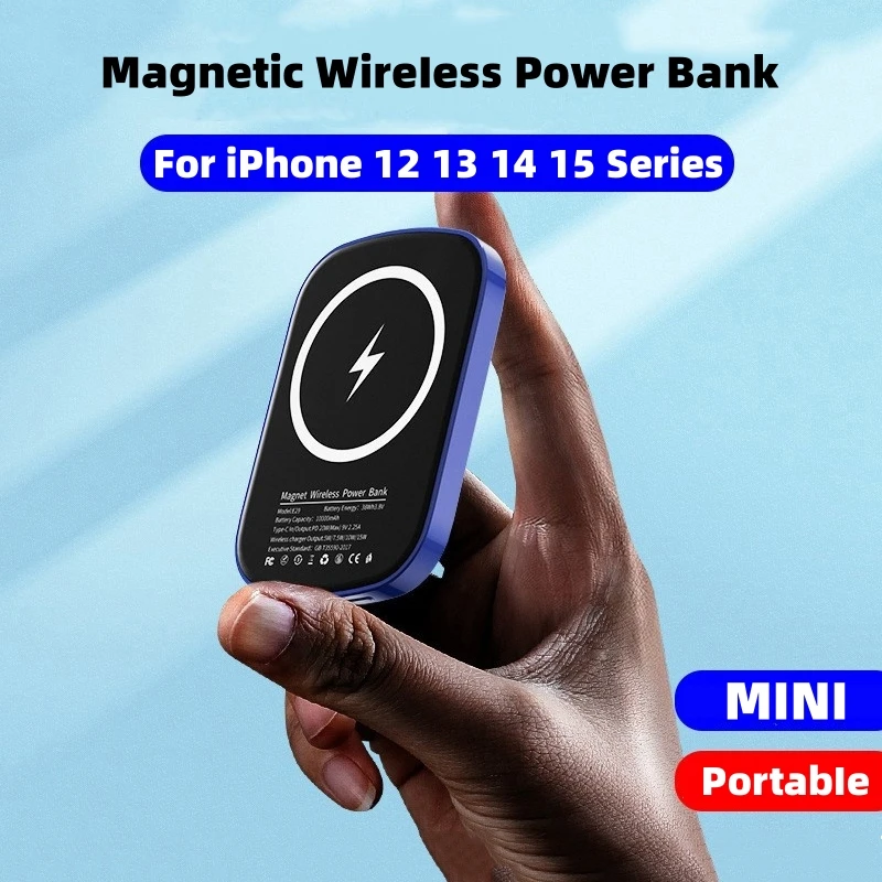Magnetic Power Bank 10000mAh For iPhone Samsung Xiaomi External Auxiliary Spare Battery Portable Wireless Charger Mini Powerbank