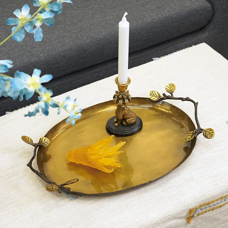 

Retro antique tray living room European storage tray tea tray fruit bowl ornaments