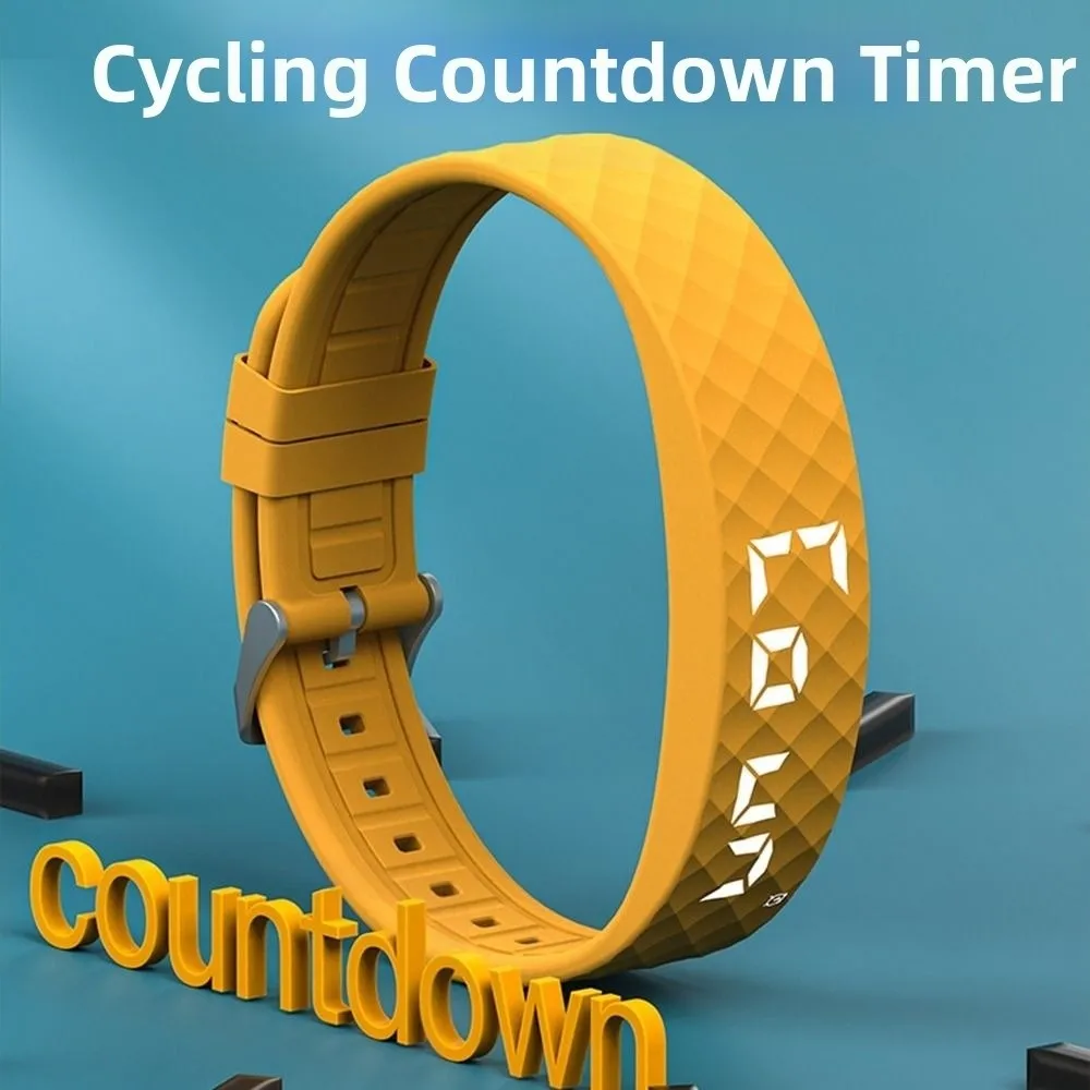 LED 디지털 알람 시계 시계 8세트 알람 설정 조정 가능한 진동 알람 팔찌 스누즈 방지 방수