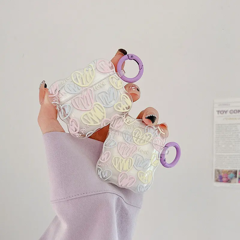 Custodia In Tpu Coloful Graffiti Heart Per Apple Airpods 1 2 3 Custodia In Silicone Per Auricolari Soft Wave Per Airpods Pro 2A Cover Custodia Per Aur