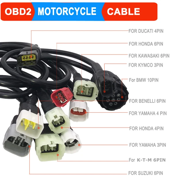 For Cfmoto 3pin Obd2 Motorcycle Diagnostic Cable Motorbike 3 Pin To 16pin  Obd Adapter Connector - Obd Adapter & Cable - AliExpress