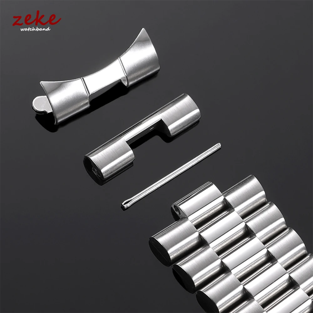 Elegant Solid Stainless Steel Curved-End Watch Band Bracelet