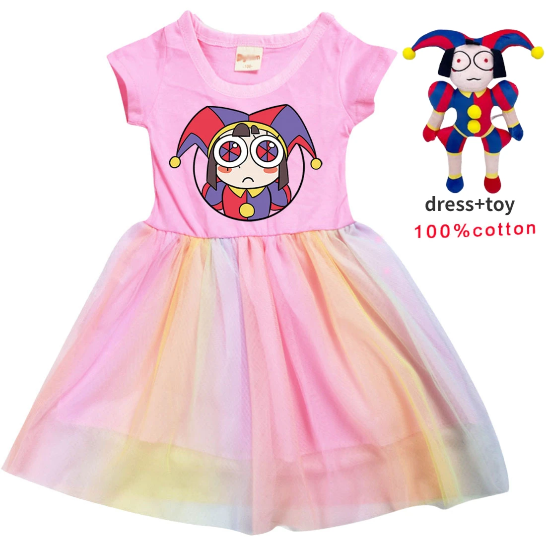 The Amazing Digital Circus Kids Cartoon Halloween Cosplay Dress Baby Girl Princess Dresses Girls Wedding Party Vestidos Dress Up